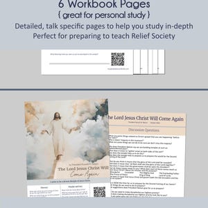 Peut inclure: Un cahier d'exercices imprimable avec un design bleu et blanc. Le cahier est intitul&eacute; "Le Seigneur J&eacute;sus-Christ reviendra" et pr&eacute;sente une citation du pr&eacute;sident Russell M. Nelson. Le cahier comprend des questions de discussion et des activit&eacute;s li&eacute;es &agrave; la Seconde Venue de J&eacute;sus-Christ.