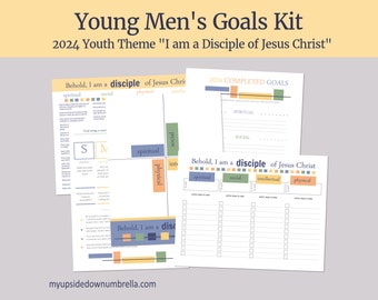 Kit d'établissement d'objectifs pour le programme LDS pour enfants et jeunes - Jeunes hommes | Thème jeunesse LDS 2024 - Je suis un disciple de Jésus-Christ | Idées d'objectifs YM