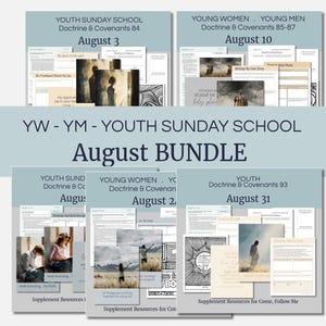August BuNDLE Lesson Helps for Home and Church | Youth Come, Follow Me 2025 | 5 Weeks of Lesson Helps for LDS Youth- YW YM - Bundle Savings!