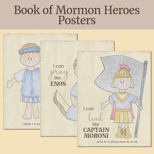 Buch Mormon Helden Poster und Sammelkarten | HLT Primäre Aktivitäten für Kinder | CFM hilft bei Come, Follow Me 2024