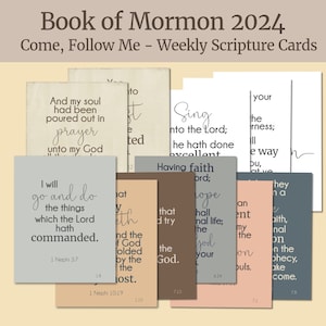 Come Follow Me 2024 - schriftkaarten Boek van Mormon - schriftstudie LDS, woondecoratie printables voor CFM 2024, 4 x 6 en 8,5 x 11