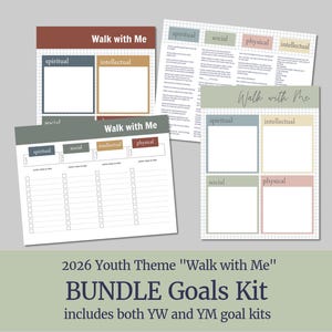 YW  YM Goal Ideas and Goal Planning BuNDLE  | 2026 LDS Youth Theme - Walk with Me