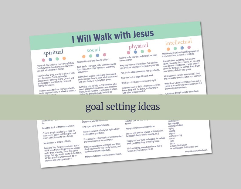 PRIMARY Goal Setting Kit for LDS Children and Youth Program | 2026 "I Will Walk with Jesus" image 3