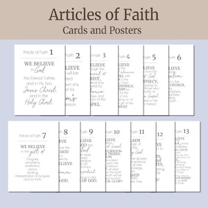 Artículos de fe carteles imprimibles para el tablón de anuncios de la primaria SUD / Tarjetas de artículos de fe 4x6 / Artículos de fe para hogares minimalistas