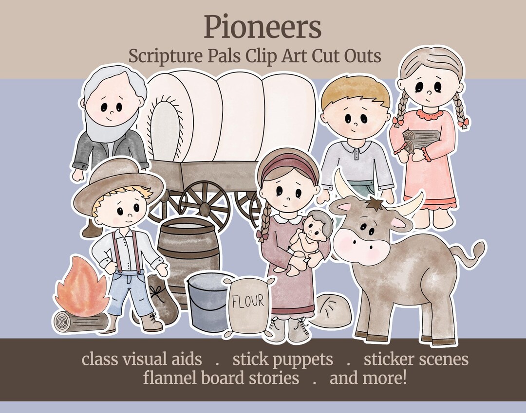 Pioneer Scripture Pals Cut Outs, LDS Clip Art, Printable Graphics, Felt Board Story, Magnet ...