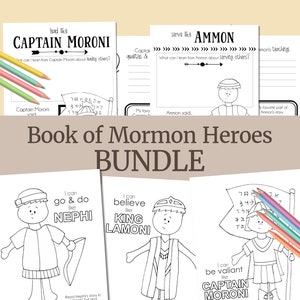 Buch Mormone Helden BUNDLE - Arbeitsbuch und Malbuch, LDS Primäre Aktivitäten für Heilige der Letzten Tage, Kinder kommt, Folge mir 2024