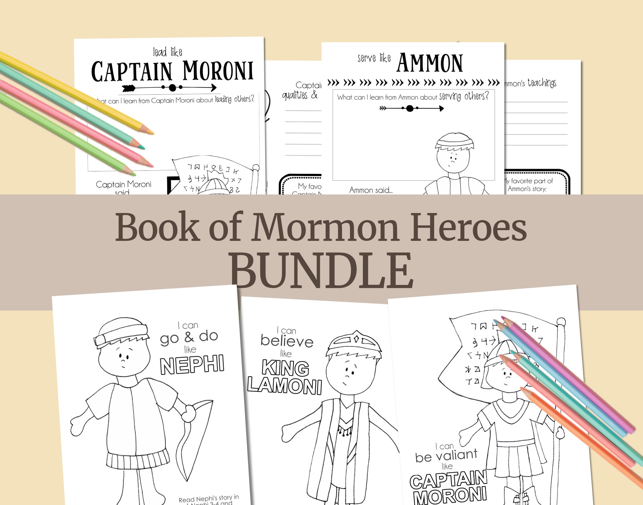Book of Mormon Heroes BUNDLE Workbook AND Coloring Book, LDS Primary