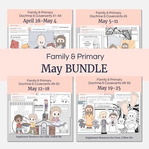 Paquete de ayudas para lecciones de mayo para el hogar y la iglesia / Primaria Ven, sígueme 2025 / 4 semanas de ayudas para lecciones / CFM para familias (¡4.ª semana gratis!)