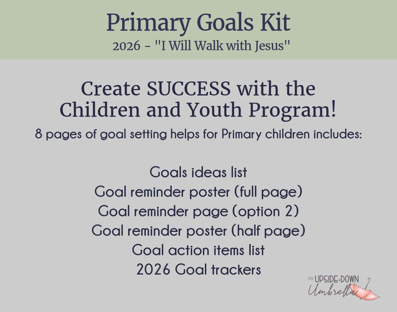 PRIMARY Goal Setting Kit for LDS Children and Youth Program | 2026 "I Will Walk with Jesus" image 6