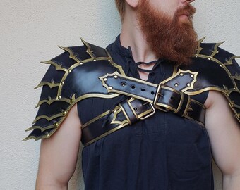 Fantasy Leather Pauldrons/ Leather Armor/ Leather Shoulders/Pair