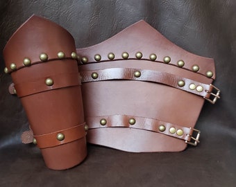 Leather Bracers/ Leather Armor/Studded Armor/ Pair