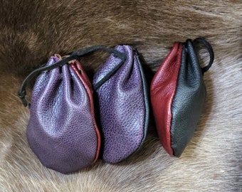 Leather Pouch/Leather Drawstring Bag/ Leather Dice Bag