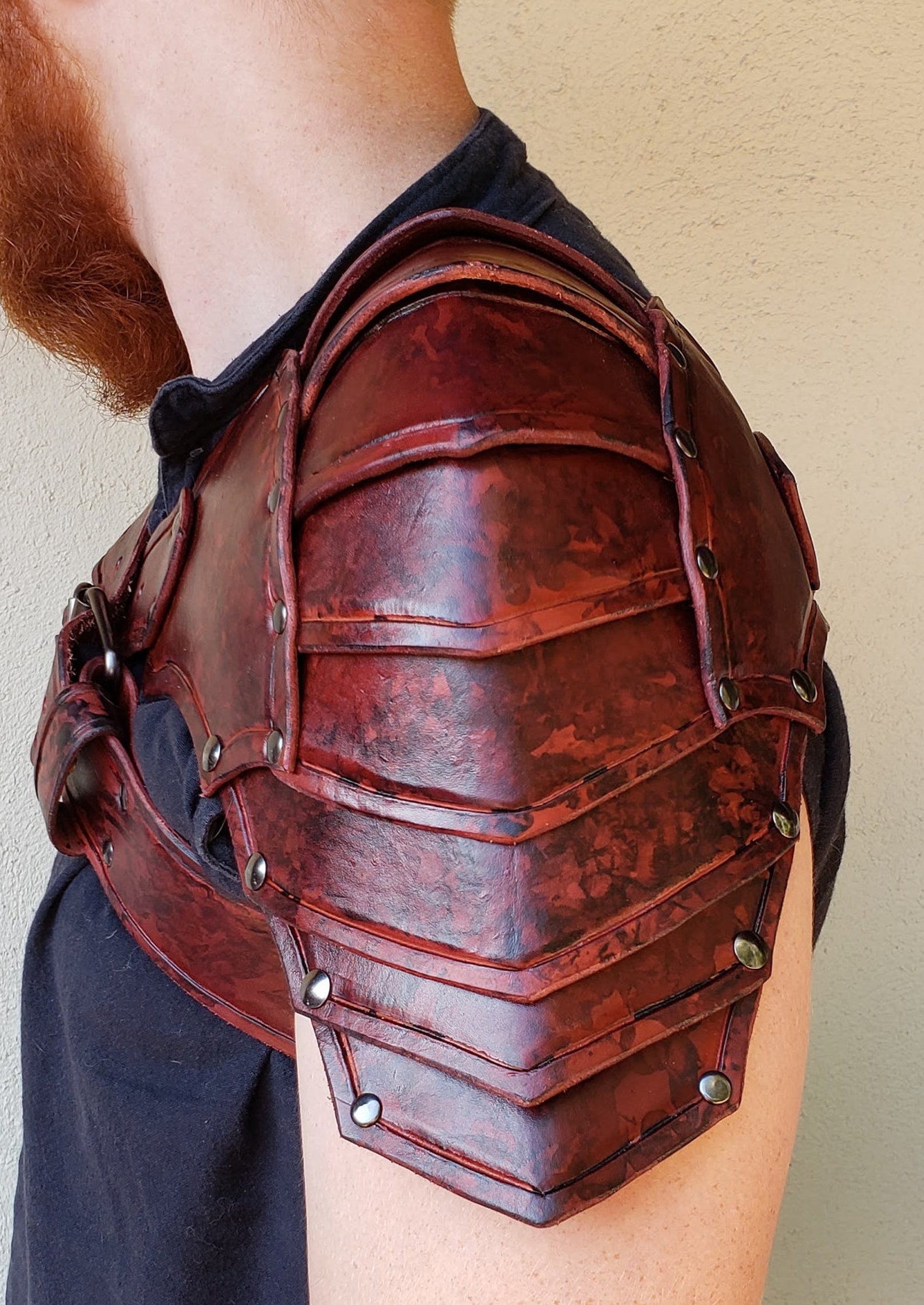 Leather Pauldron/ Leather Armor/ Single Shoulder Armor Etsy