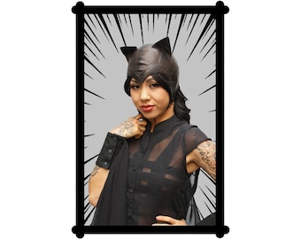 Casco de gato de cuero negro - Gorro de vuelo con orejas de animal, para cosplay