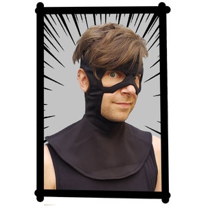 Zwarte SUPERHELD BALACLAVA met masker van Eyecon Cosplay - zwarte katoenen bivakmuts met masker, Gambit-cosplay, Havok-cosplay,