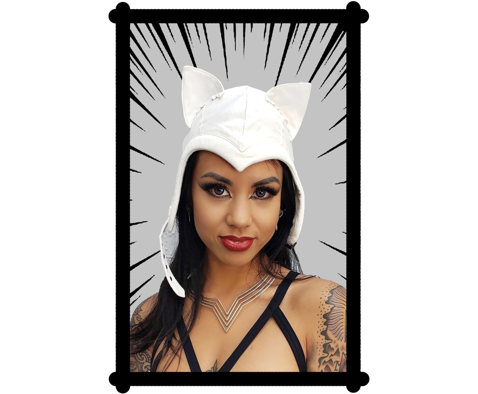 White CAT HELMET, Cat Hat With Ears, Catwoman Cosplay, Bomber Helmet