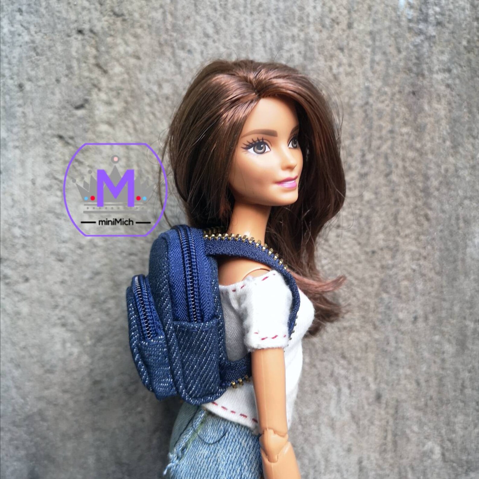 Miniature Denim Backpack for Dolls 1/6 scale Doll Bag Doll Etsy