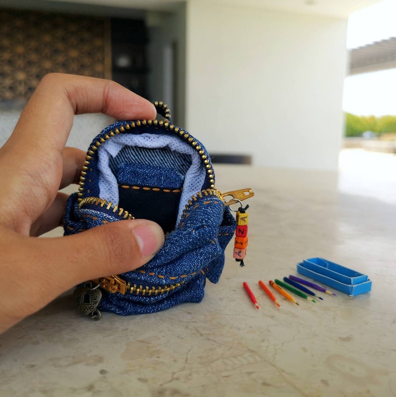 Miniature Denim Backpack for Dolls Doll Bag Doll Etsy