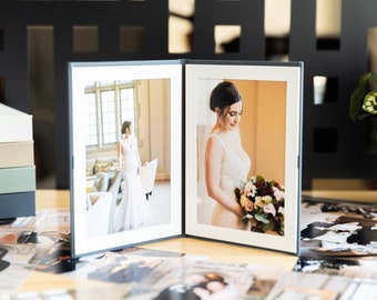 Dark Gray 8x10 Linen Book Cloth Matted Bifold | Photo Display