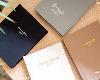 Álbum de fotos personalizado de 50 fotos, tamaño 5x7, encuadernado en tela de lino, con paspartú personalizado / 25 páginas (50 fotos/impresiones)