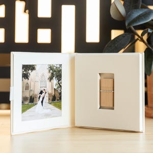USB + 5x5 Foto Magnetisches Leinenbuch Tuch Matted Bifold Folio | Foto-Darstellung | Hochzeitsverpackung