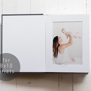 8x10 Gray Linen Bookcloth Slip-In Custom Matted Portrait Photo Album | 10-page (20 photo/prints)
