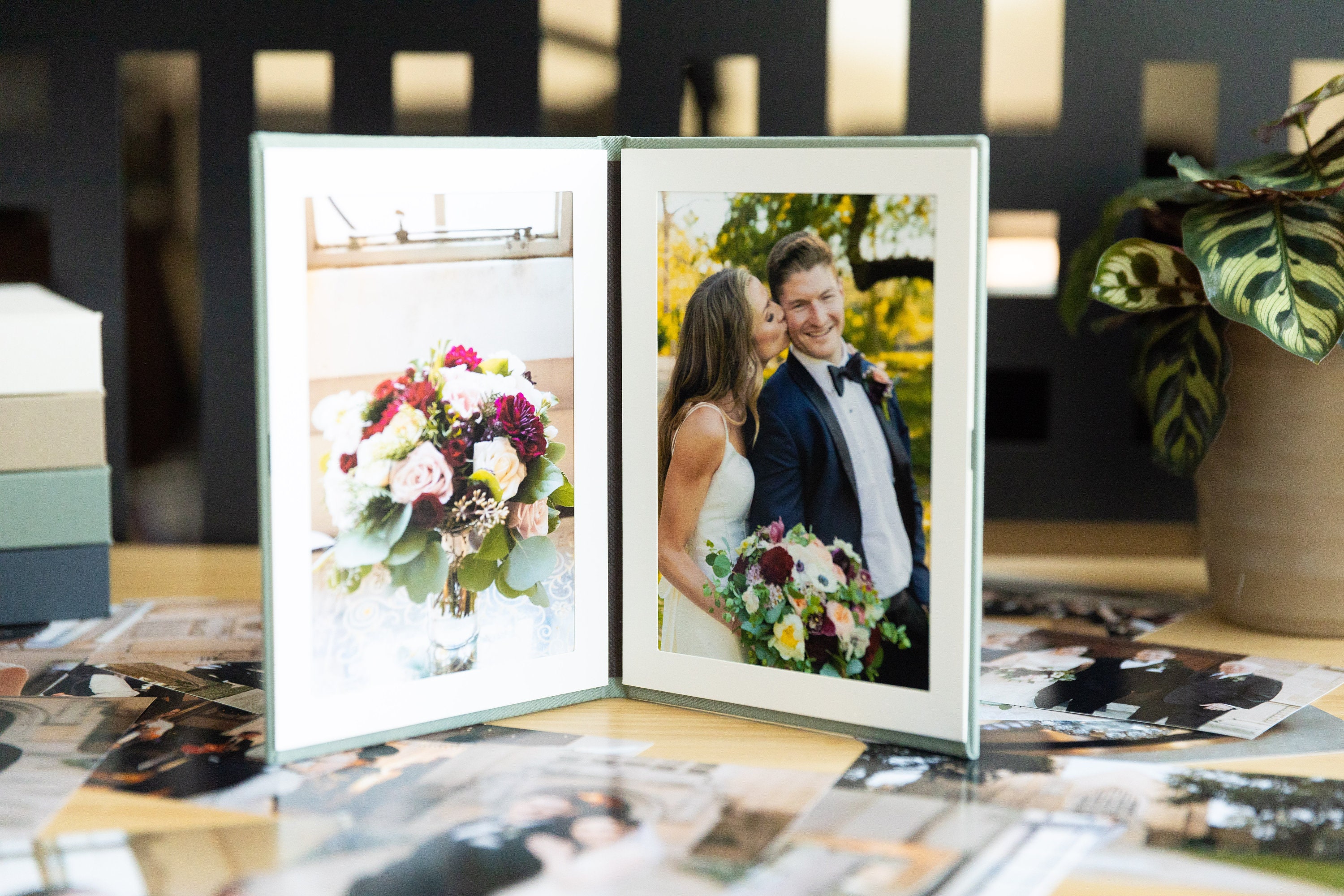 Sage Green 5x7 Linen Book Cloth Matted Bifold Photo Display Etsy