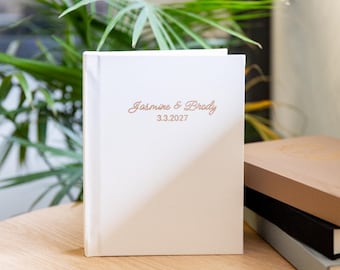 Custom Cream Linen 5x7 Photo Album: Personalized Matted Portrait Slip-In (20 Photos)