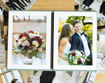 Sage Green 8x10 Linen Book Cloth Matted Bifold | Photo Display