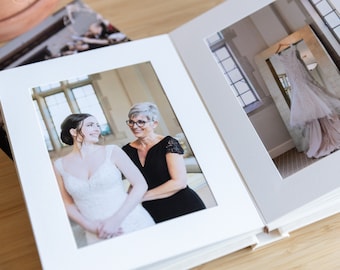 5x7 Cream Linen Book Cloth Slip-In Custom Matted Portrait Photo Album | 10-page (20 photo/prints)