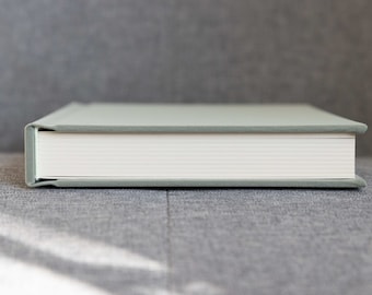 5x7 Sage Linen Bookcloth Slip-In Custom Matted Portrait Photo Album | 10-page (20 photo/prints)