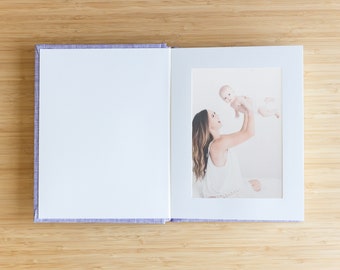 5x7 Lavendel Leinen Buchleinen Slip-In Individuell verfilztes Portrait Fotoalbum | 10-seitig (20 Fotos/Drucke)