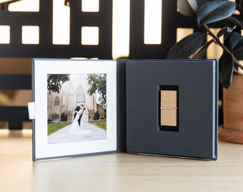 Matted 5x5 Photo Folio | Magnetic Linen Bifold, Wedding Photography
