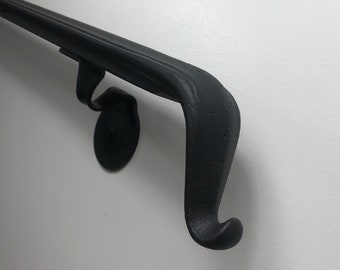 12 Ft Wrought Iron Hand Rail Wall Rail Stair Step Railing Wall Etsy In 2020 Iron Handrails Wrought Iron Handrail Stair Railing