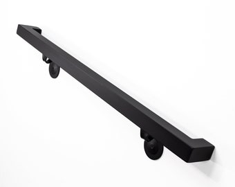 Modern Square Handrail Indoor, Handrail For Staircase, Handrail Outdoor, Square Wall Mounted Handrail, Made In USA