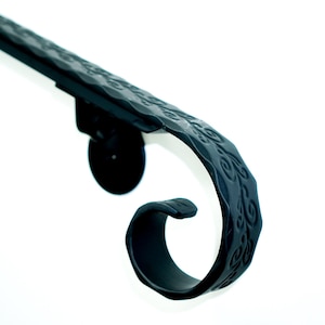 Handrail Forged Scroll Iron For Stairs, Floral Embroidery Handrail, Hammered Metal Handrail, Wrought Iron Railing, Made in USA