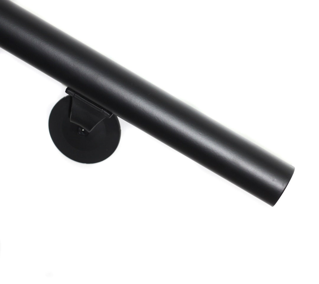 Modern Wrought Iron Handrail, End Wall Mount Steel Handrail, Stair Step ...