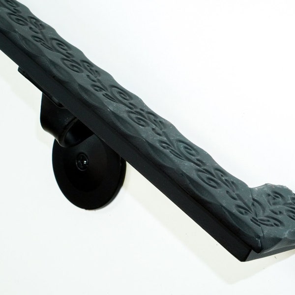 Hammered Rectangle Handrail Set, Brackets And Hardware Included, Custom Length Rail, Made in USA