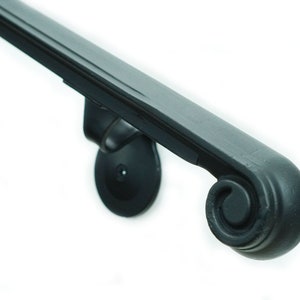 Volute Handrail For Stairs, Wrought Iron Scroll Handrail, Handrail Bracket, Iron Stair Railing, Brackets & Hardware Included, Made in USA