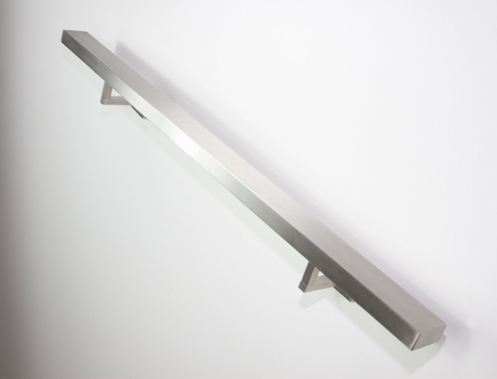 Stainless Steel modern rectangle handrail brushed nickel Stair Etsy