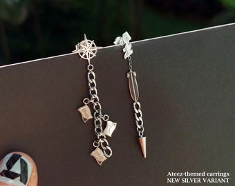 Ateez-themed jewelry, Ateez merch, Kpop ring, Kpop earrings, Atiny