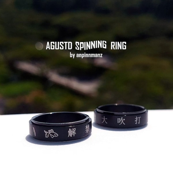 AgustD D-DAY spinning ring, BTS-inspired jewelry, bts ring, bts Suga, Yoongi, K-pop jewelry, kpop ring