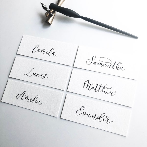 Calligraphy Name Place Cards 4” x 1.5” | Modern Calligraphy | Hand Lettered