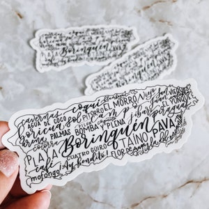 Puerto Rico Map Sticker- Hand Lettered Map Art Sticker- Modern Calligraphy Sticker