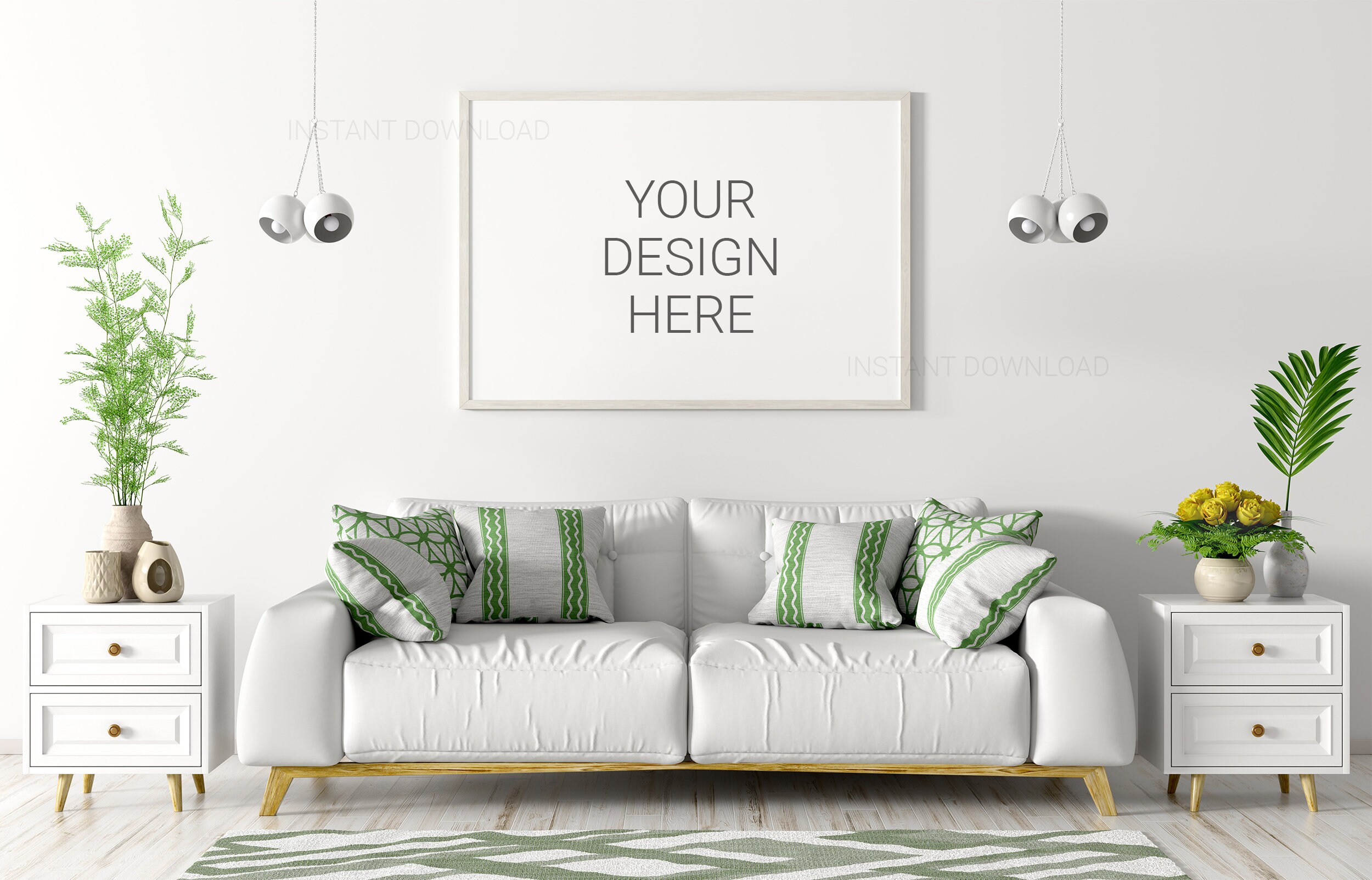 Interior Mockup Living Room Mockup Large Frame Mockup Wall Etsy