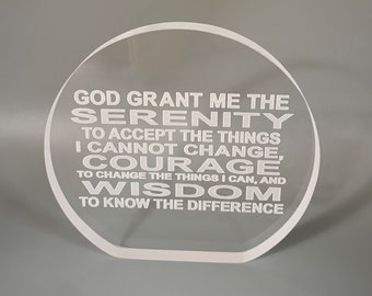 The Serenity Prayer Plaque, God Grant Me Serenity, Laser Etched, Sobriety Gift, Inspirational Signs, Gift for Sponsor, Alcoholics Anonymous