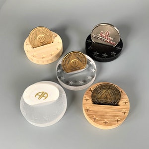 Single Coin Display AA, Recovering Alcoholic, NA Coin Holder, Sobriety Gift, Recovery Gift, Gift for Alcoholic, Medallion, AA Chip Display
