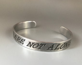 You Are Not Alone, Recovery Bracelet Cuff Bangle, Sobriety Jewelry, Alcoholics Anonymous Gifts, Sobriety Gift for Women, Gift for Sponsor