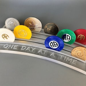 AA Chip Holder, AA Coin Holder, Sobriety Gift, Recovery Gift, Gift for an Alcoholic, One Day At A Time, Recovery Medallion, AA Chip Display