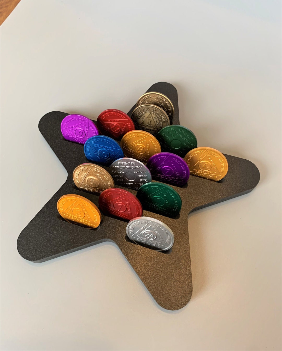 Star Shaped AA Chip Holder, NA Coin Holder, Sobriety Gift, Recovery